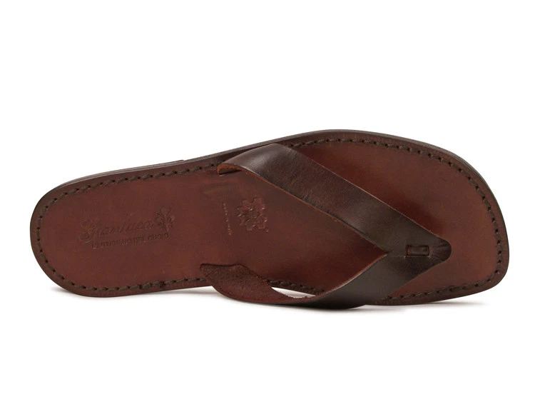 手工皮革丁字裤凉鞋男式意大利制造 — 第 3/4 张图片