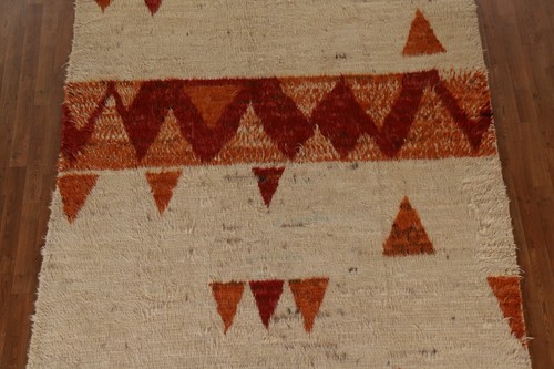Ivory Modern Moroccan Berber Area Rug 7'x10' Geometric Oriental Handmade Carpet - Picture 3 of 12