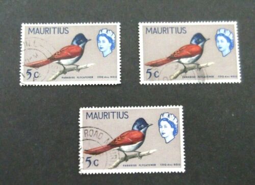 Mauritius-1965-3 x 5c Flycatcher Bird issues-Used - Bild 1 von 4