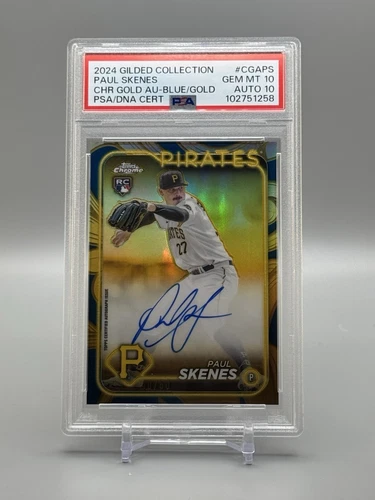 PSA 10/10 2024 PAUL SKENES TOPPS GILDED COLLECTION CHROME GOLD AUTO POP 1 # /50