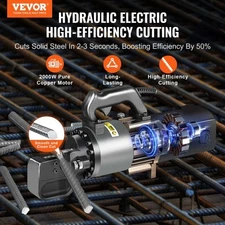 VEVOR Electric Hydraulic Rebar Cutter, 2000W Portable Rebar Cutter, Cutting up t