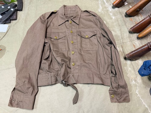 WWII BRITISH ARMY P1937 P37 SUMMER DENIM BATTLEDRESS FIELD JACKET-SIZE 2XL LONG