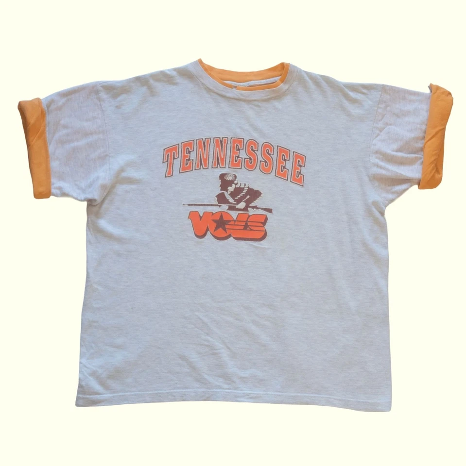 NCAA VTG 90s 80s RETRO TENNESSEE VOLS VOLUNTEER FOOTBALL RINGER T SHIRT SZ XL - Image 2 of 4