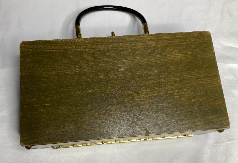 1960s Enid Collins Original Wood Box Purse Collins of Texas Hand Painted Birds - Image 3 of 4