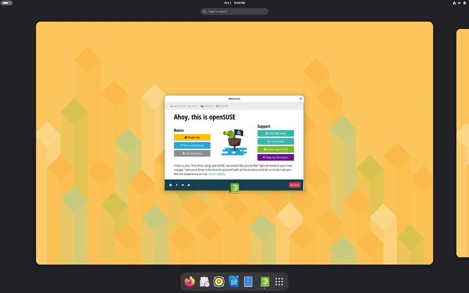 openSUSE Leap 16.0 en Custom Tux Grabado Live USB Foto 4 de 4