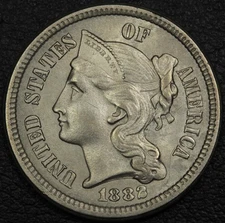 1882 Nickel Three Cent Piece 3CN (MS Choice Unc)