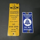 Vintage Bell System Porcelain Signs Underground Telephone Cable Warning Lot of 2