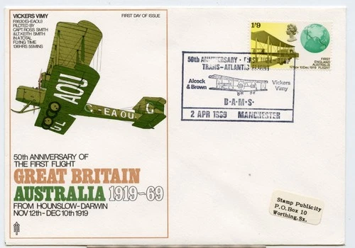 GB 50th Anniversary First Flight to Australia FDC 1969 Chelmsford  Pmk