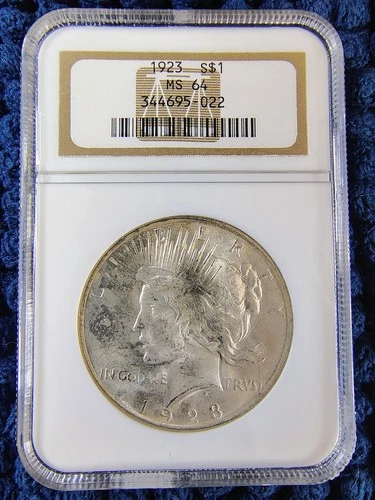 1923-P Silver Peace Dollar $1 - Philadelphia Mint - 90% Silver - NGC MS 64