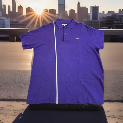 Lacoste Short Sleeve Polo Shirt Croc Logo Cotton Classic Fit Large Preppy Purple