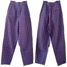 VTG Heirlooms Seersucker Barrel Pant Colorful Plaid 80s High Waist Mom Funky 6