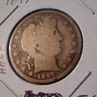 1897 Barber Half Dollar Silver 50C Circulated US Coin Uncertified Collectible
