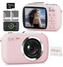 Cámara digital 5k 80mp - Zoom 18x, UHD, cámara de vlogging y viaje + tarjeta de 32 GB