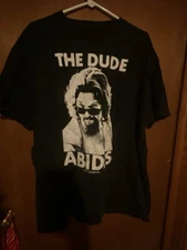 The Big Lebowski Dude Abides T-Shirt, Black, 2XL