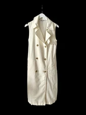 JW Anderson Uniqlo Linen Blend Sleeveless Lapel Dress Cream Sz Small No Belt