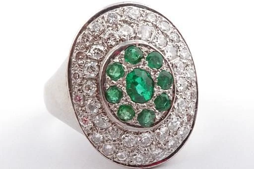 Smaragd Diamant Ring 585 14K Weiß Gold Gr 51 Top! . - Bild 2 von 4