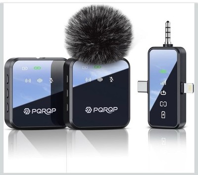 PQRQP 3-in-1 Wireless Lavalier Mic for iPhone Android Camera Noise Cancel 328ft