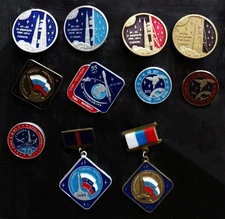 Lot of 11 USSR & RF  space lapel pins/Badges company ПРОГРЕСС САМАРА