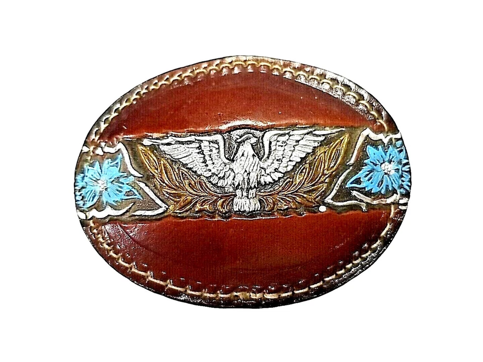 ОРЕЛ кожаный ремень пряжка ручной работы Sm коричневый Western/байкер с вручную цвета - Изображение 3 из 4