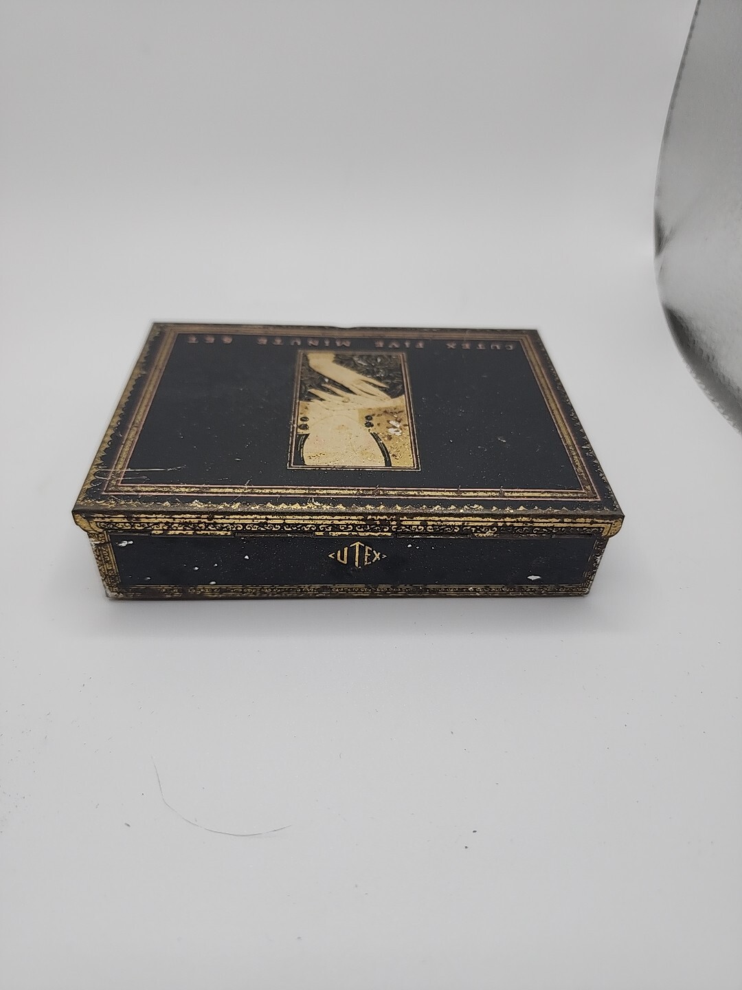 Vintage Art Deco Metal Cutex Five Minute Set Advertising Tin Litho Box Manicure