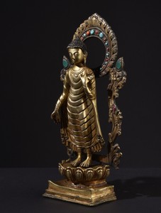Vergoldete Bronze Statue Des Buddha Shakyamuni Tibet Figur Asiatika Feng Shui Ebay