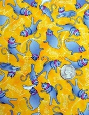 BTY The OWL  PUSSYCAT Cotton Fabric Pussycats Yellow Cotton Fabric By The YARD