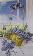 Finished Unframed Cross Stitch 5D Picture Spring Basket Flowers Gift