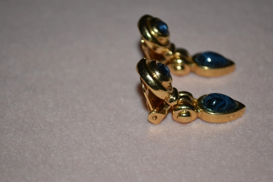 Original-Vintage-Design-Massiv-Schmuck-Pierre Lang-Ohrclips-Vergoldet-Perlen/Ste - Bild 3 von 4