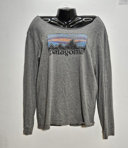 Patagonia Womens Size M Gray Long Sleeve T Shirt Front Logo Cut Style Round Neck - 第 1/10 張圖片
