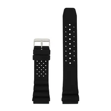 22mm Watch Band Silicone Rubber Black Waterproof Stainless Buckle