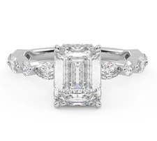 IGI 3.12 CT FG VS Emerald Cut Lab Grown Diamond Engagement Ring Platinum 900