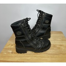 Harley Davidson Womens Tessa Leather Boots 6M Motorcycle Combat Biker Black