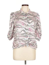 H By Halston Women Pink 3/4 Sleeve Blouse L