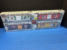 4 Proto 1000 HO Scale 7up Dr Pepper 50' High Roof Box Cars. NIB Wrapped