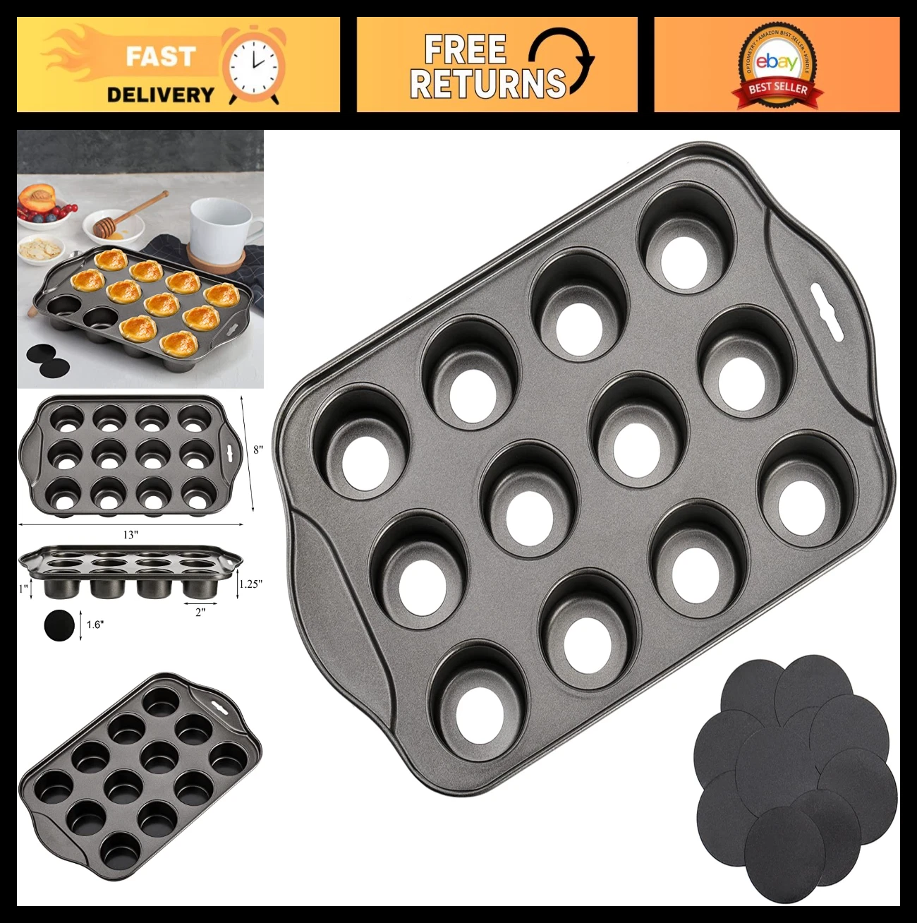 12 Cavity Mini Cheesecake Pan with 24 Removable Bottoms - Bake Perfect Desserts!