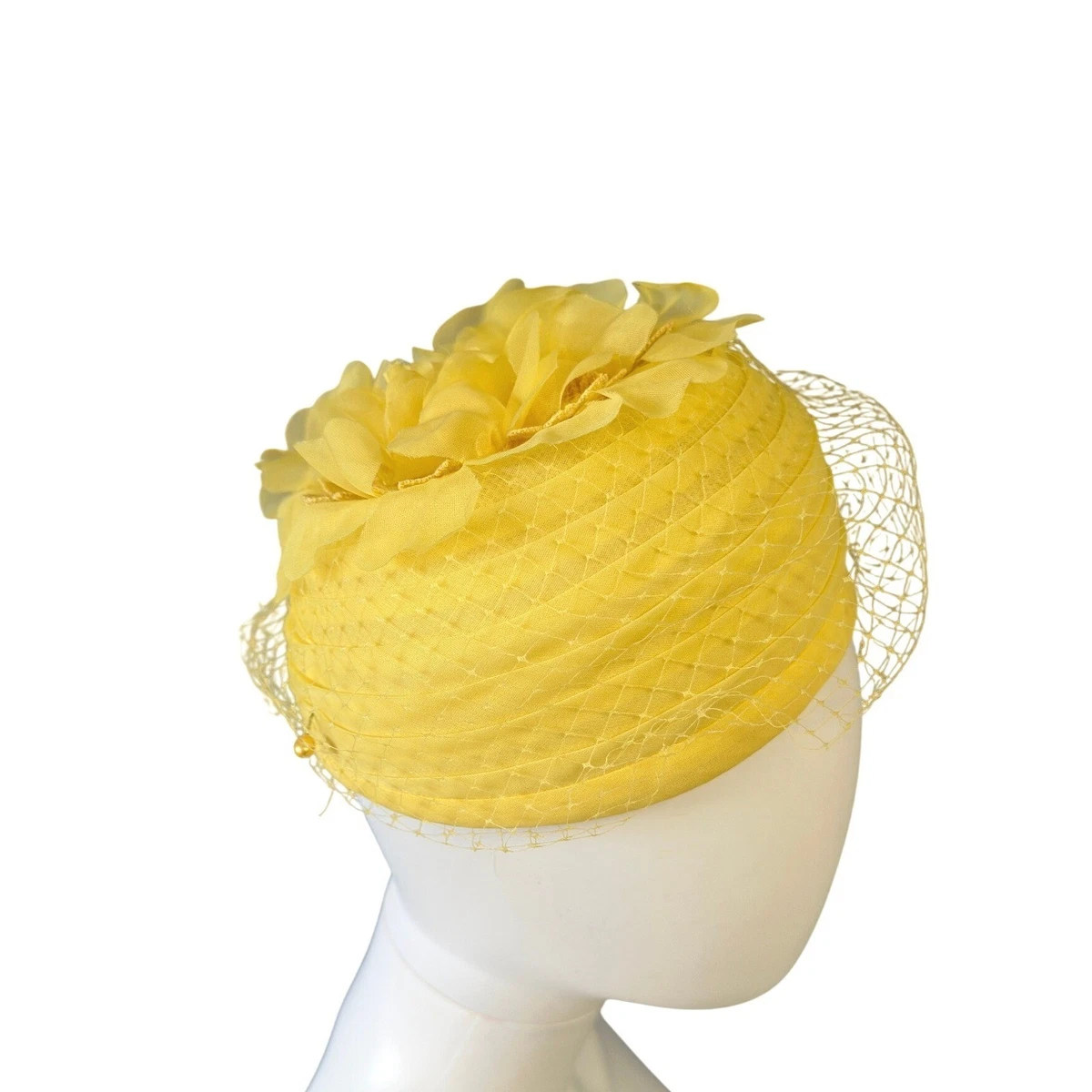 Vintage‎ Pillbox Hat Women OS Mustard Yellow Excellent Gold Mesh Sequin ,Wool Gold 1960s Vintage Hats for Women for sale | eBay main image 4