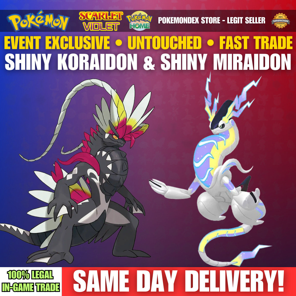 Pokemon SCARLET & VIOLET ✨ SHINY KORAIDON & SHINY MIRAIDON ✨ EVENT EXCLUSIVE ✨