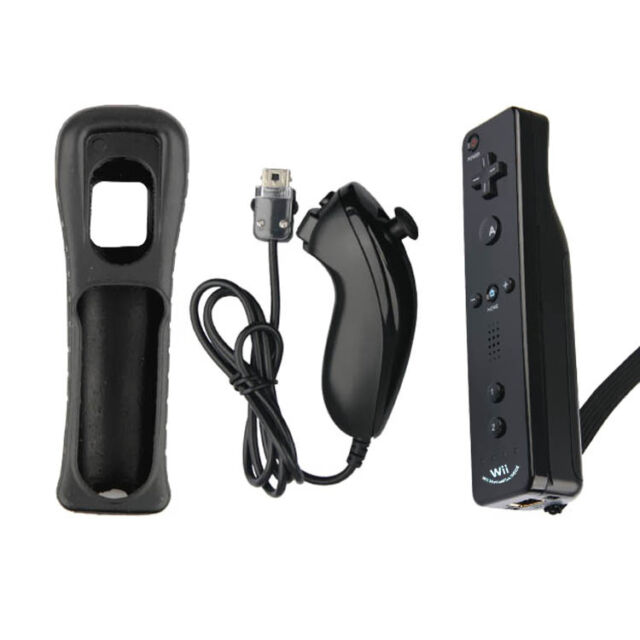Wiimote Built in Motion Plus Inside Remote + Nunchuck Controller For Wii black