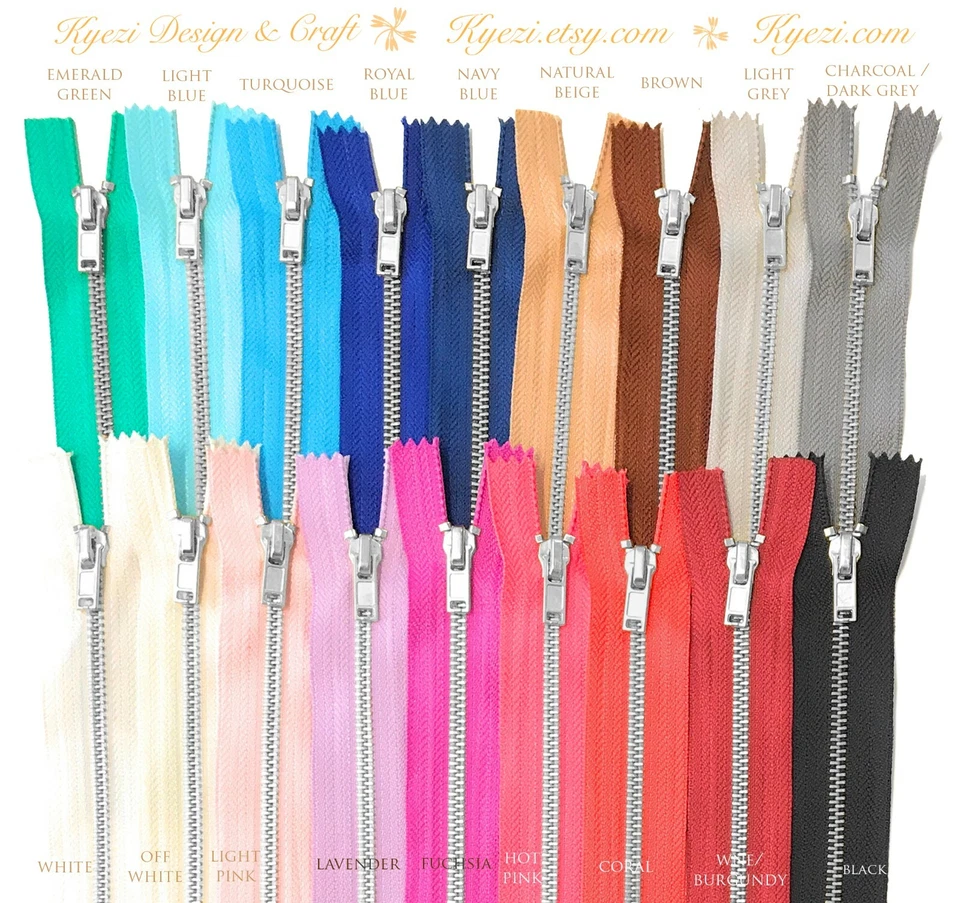 3 5 10 pcs Silver Metal Teeth Closed End Zippers 7", 8", 9", 10" inch zipper, #3 - Image 2 of 3