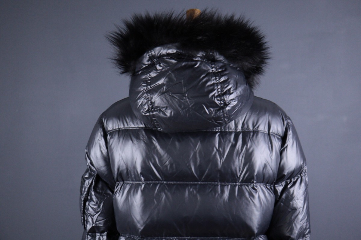 BURBERRY LONDON Full Zip Hooded Fox Fur Quilted Puffer Down Jacket