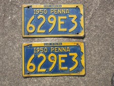 1950 Pennsylvania License Plate Pair 629E3 PA Penna PA Chevy Ford Chevrolet Set