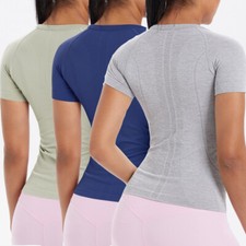 Women's Workout T Shirts Short Sleeve Soft Seamless Breathable Gym Athletic Tops