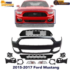 Front Bumper Primed Kit Plastic & Fog Lights Assembly For 2015-2017 Ford Mustang
