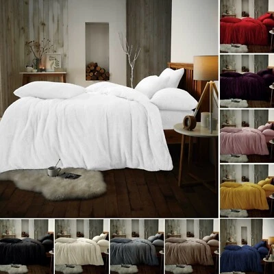 Teddy Bear Fleece DOUBLE Duvet Cover Set Sherpa Thermal Warm Bedding Set