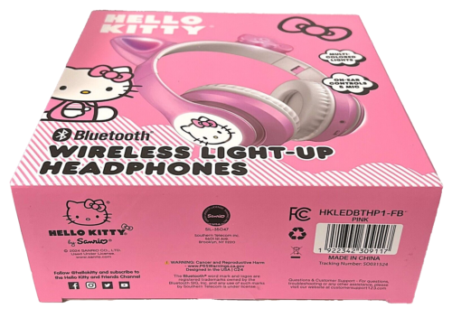 Hello Kitty Wireless Light Up Headphones Bluetooth Pink & White Sanrio NEW NIB - Picture 5 of 5