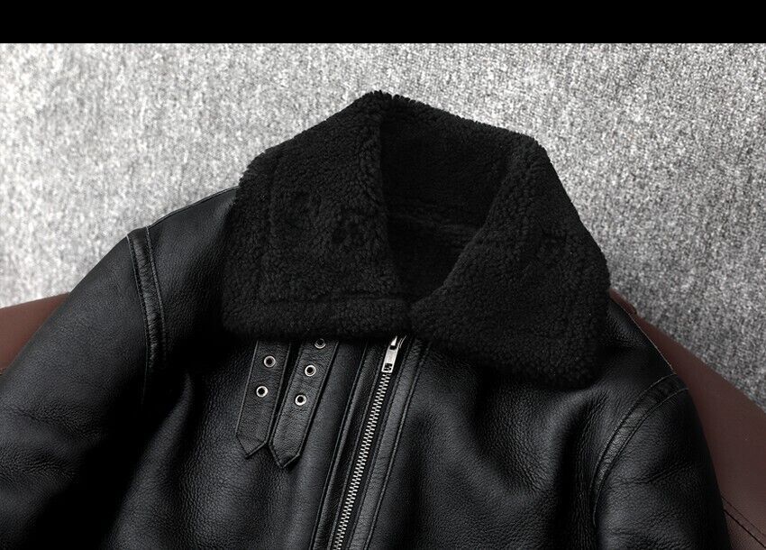 RAF B3 Bomber Jacket for Men - 100percent Real Leather Aviator Flying Shearling Fur image 5