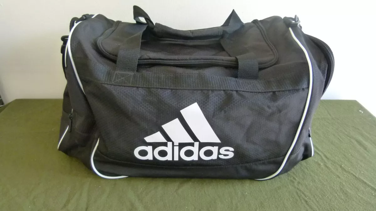 adidas Duffel Travel Gym Sports Bag Black White Logo with Shoulder Strap