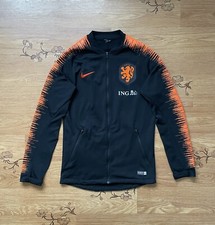 Nike Netherlands Jacket Mens S KNVB ING Soccer Anthem Zip Track Black Orange