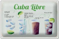 Blechschild Rezept Cuba Libre Cocktail Recipe 30X20 Cm Deko Schild Tin Sign