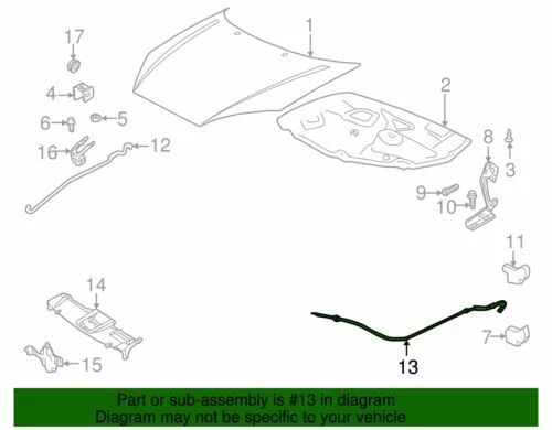 2000-2007 FORD FOCUS CAPÔ LIBERAÇÃO TRAVA PUXAR CABO ORIGINAL DO FABRICANTE NOVO YS4Z16916AA - Imagem 2 de 4